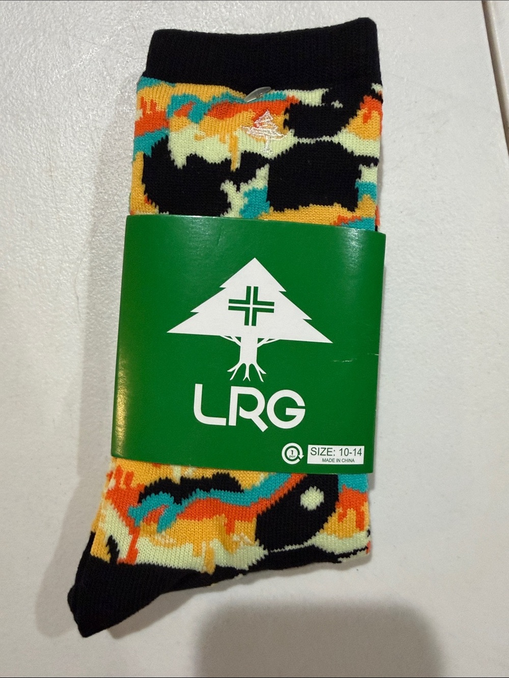 Brand New LRG Men’s Multicolor Patterned Crew Socks - Black Accent Size 10-14
